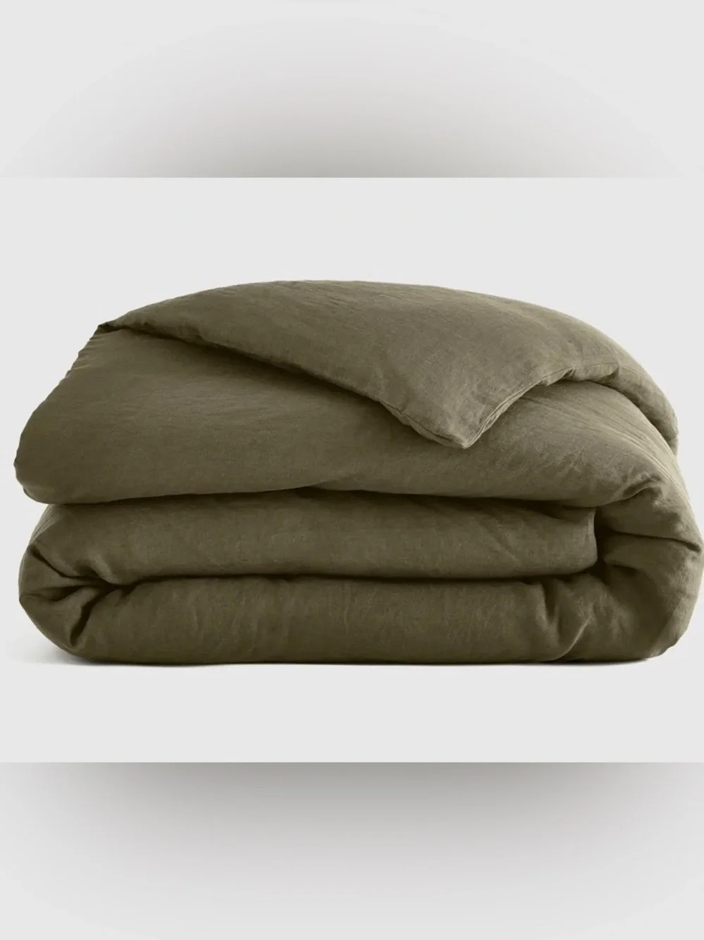 NWOT Quince European Linen 1 Piece Duvet Cover, King/Cal (Dusty Olive) MSRP $174
